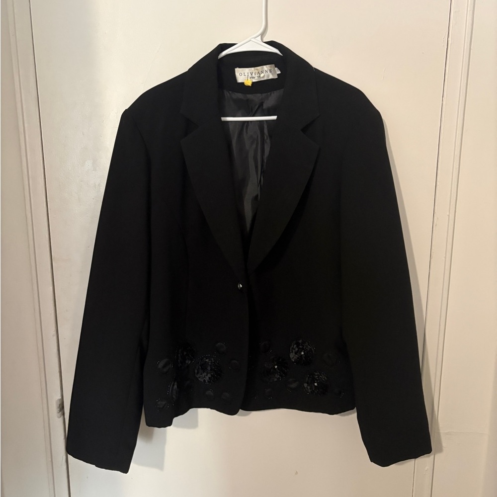Vintage Black Embellished Women's Blazer
